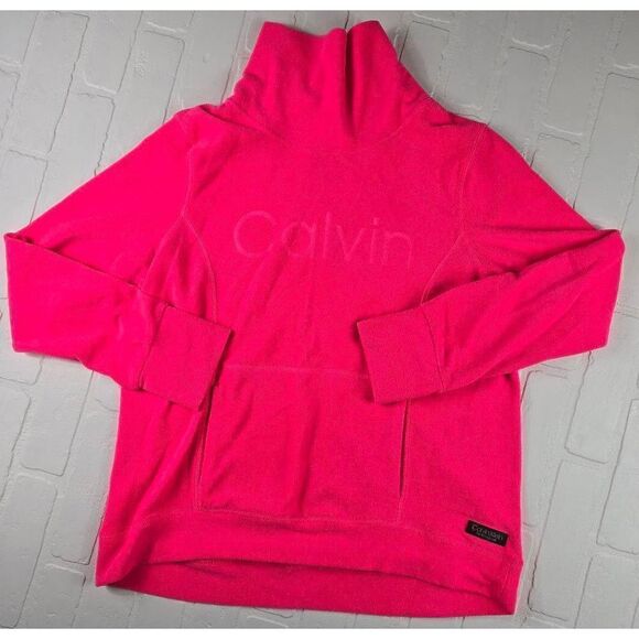 Calvin Klein Fleece Mock collared Sweatshirt In Pink Medium - Picture 1 of 2